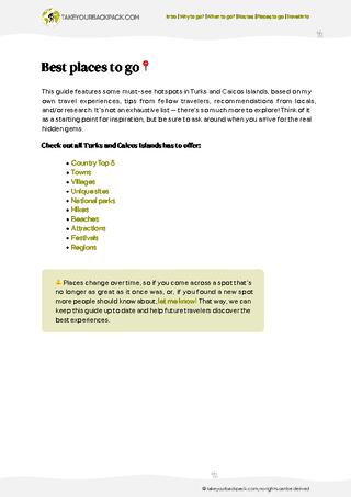 example page 3 from our offline Travel Guide for Turks and Caicos Islands